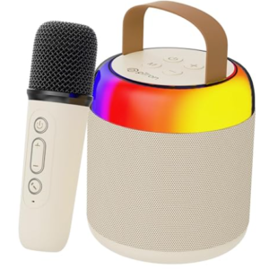 pTron Newly Launched Fusion Tunes 10W Mini Bluetooth Speaker with Wireless Karaoke Mic, 8Hrs Playtime, Vivid RGB Lights, Voice Effects, Multi-Play Modes BT5.1/TF Card & Type-C Charging Port (Black)