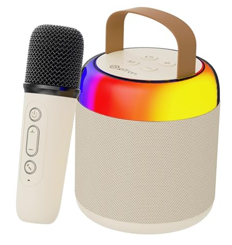 pTron Newly Launched Fusion Tunes 10W Mini Bluetooth Speaker with Wireless Karaoke Mic, 8Hrs Playtime, Vivid RGB Lights, Voice Effects, Multi-Play Modes BT5.1/TF Card & Type-C Charging Port (Black)