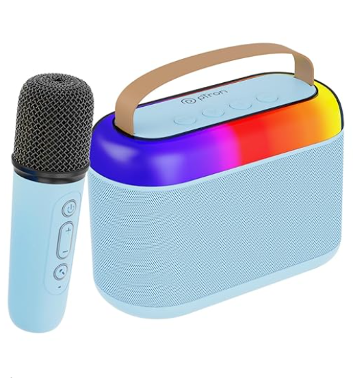 pTron Newly Launched Fusion Tunes 10W Mini Bluetooth Speaker with Wireless Karaoke Mic, 8Hrs Playtime, Vivid RGB Lights, Voice Effects, Multi-Play Modes BT5.1/TF Card & Type-C Charging Port (Black)